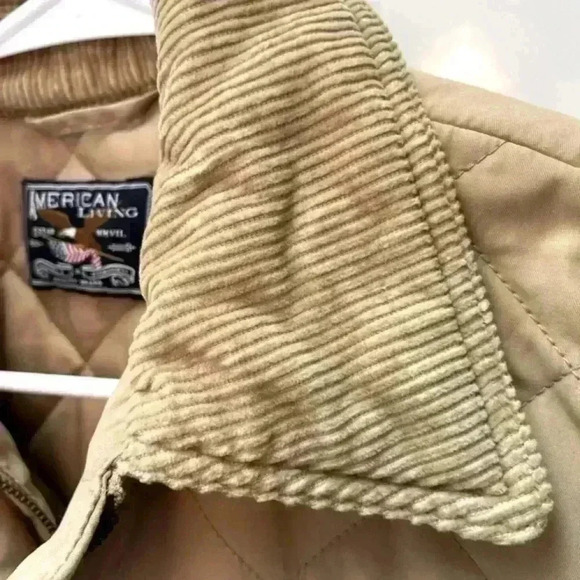 American Living Quilted Leather Detailing corduroy, neckline, Zip Jacket Size M - Picture 8 of 10